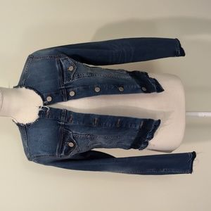 LOFT distressed denim jacket, small